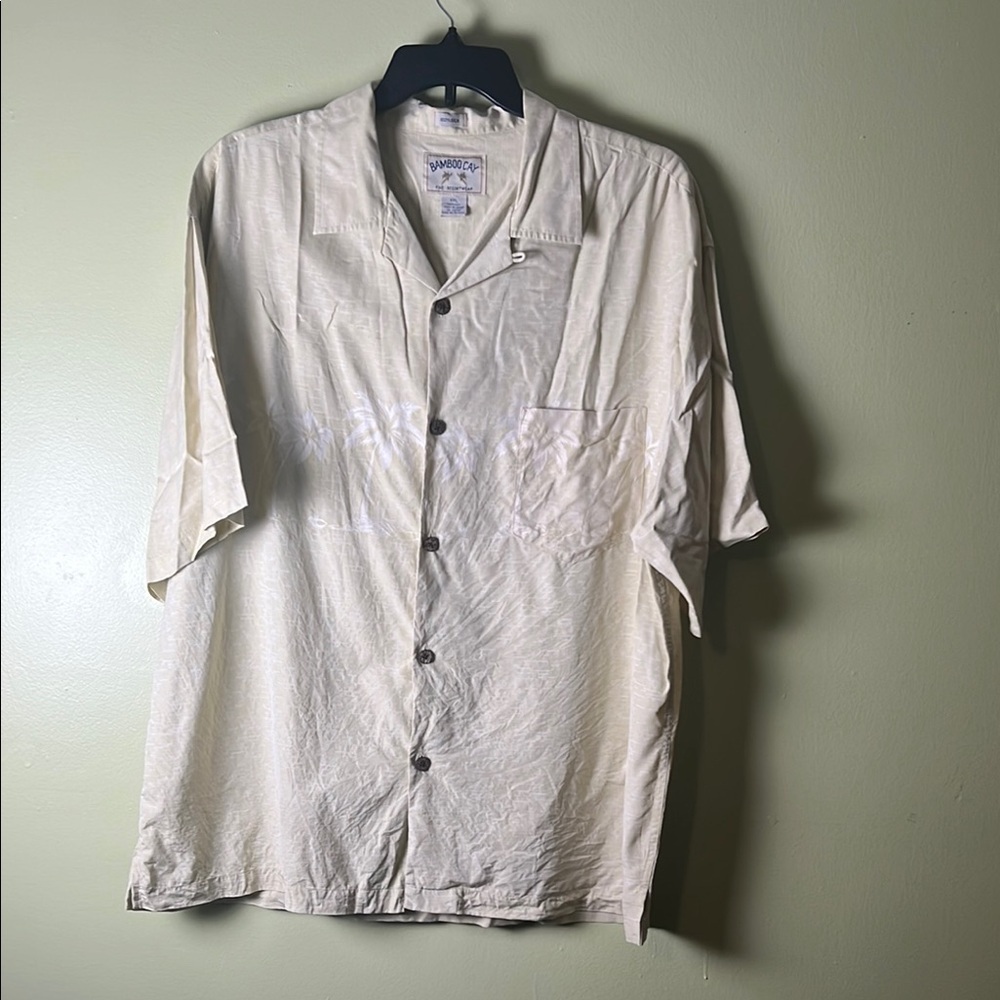 BAMBOO CAY  Cream Casual Button Down Shirt 💯 percent silk.wedding, dressing.